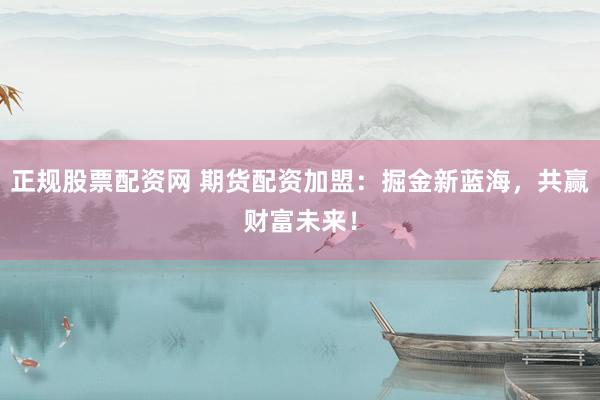 正规股票配资网 期货配资加盟：掘金新蓝海，共赢财富未来！