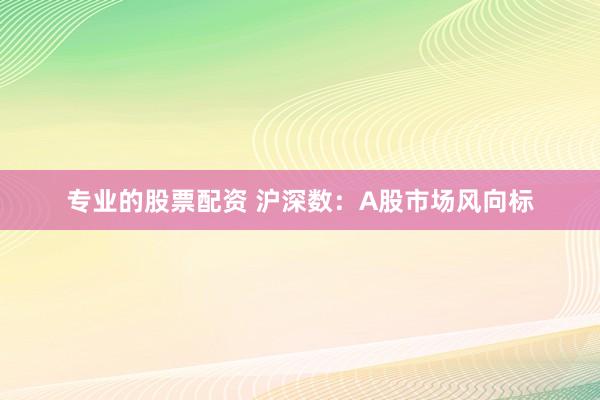 专业的股票配资 沪深数：A股市场风向标