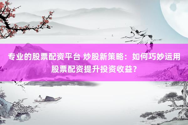 专业的股票配资平台 炒股新策略：如何巧妙运用股票配资提升投资收益？