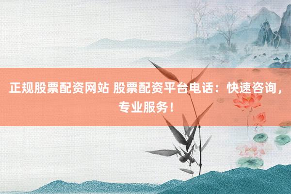 正规股票配资网站 股票配资平台电话：快速咨询，专业服务！