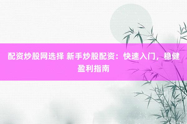 配资炒股网选择 新手炒股配资：快速入门，稳健盈利指南