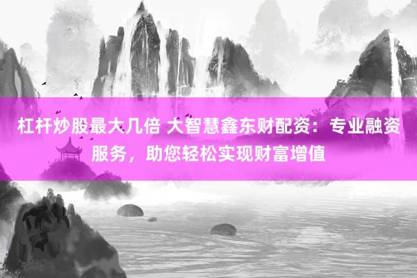杠杆炒股最大几倍 大智慧鑫东财配资：专业融资服务，助您轻松实现财富增值