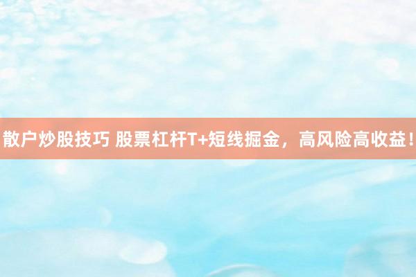 散户炒股技巧 股票杠杆T+短线掘金，高风险高收益！