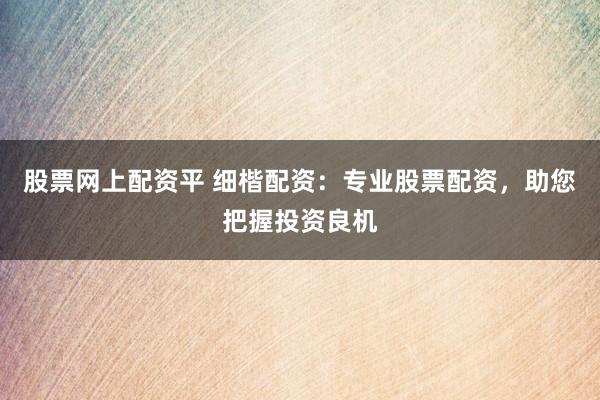 股票网上配资平 细楷配资:专业股票配资,助您把握投资良机