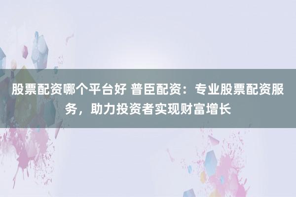 股票配资哪个平台好 普臣配资:专业股票配资服务,助力投资者实现财富增长