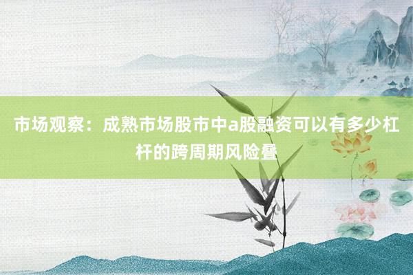 市场观察：成熟市场股市中a股融资可以有多少杠杆的跨周期风险叠